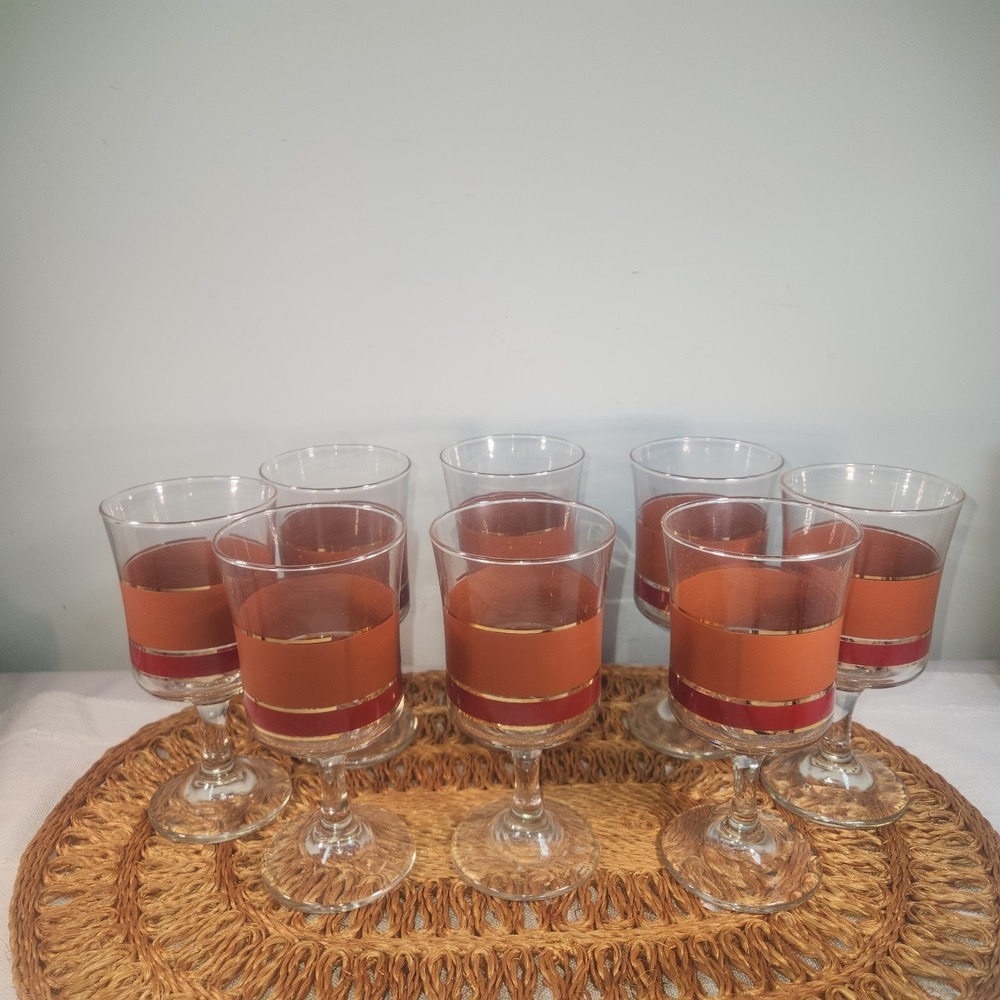 Brandywine Beautiful Clear Glass Vintage MCM Libbey Goblets Set Of 8